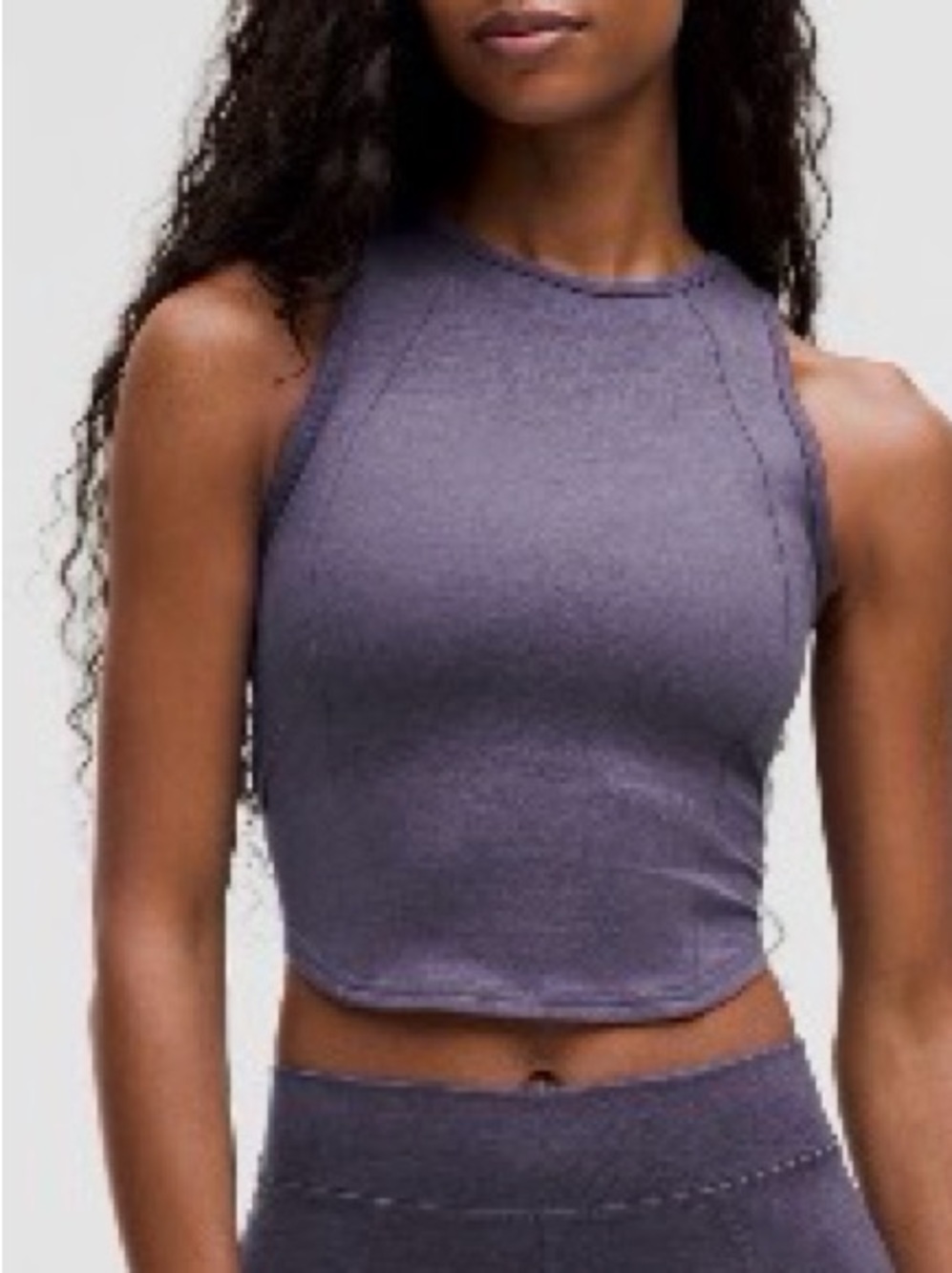 Lululemon Softy suedy crew neck cropped tank size 2 nightfall dark grey purple